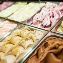 Ice cream rack in a snack bar.